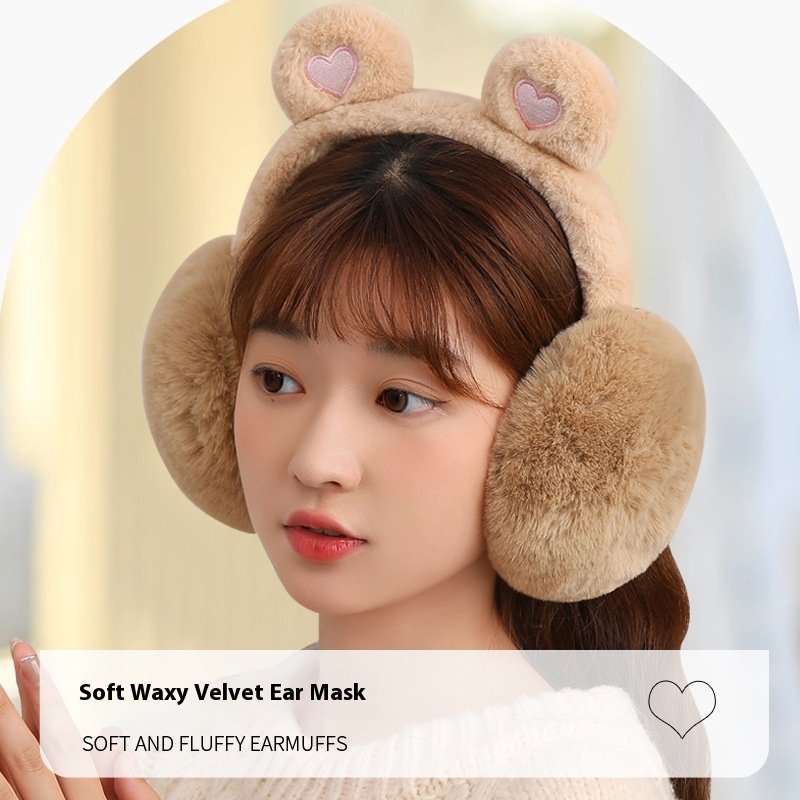 Winter Fur Plush Earmuffs Warm Antifreeze Foldable Ear Protection Cute Frog Heart Rabbit Bear Earflap Earmuff Fluffy Scarf Girls