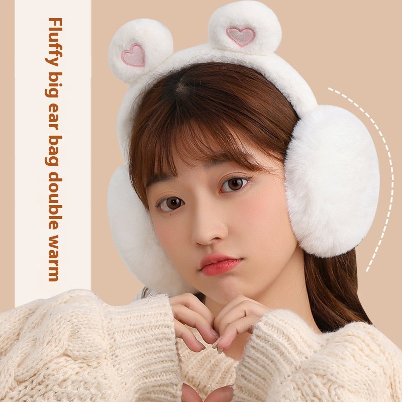 Winter Fur Plush Earmuffs Warm Antifreeze Foldable Ear Protection Cute Frog Heart Rabbit Bear Earflap Earmuff Fluffy Scarf Girls