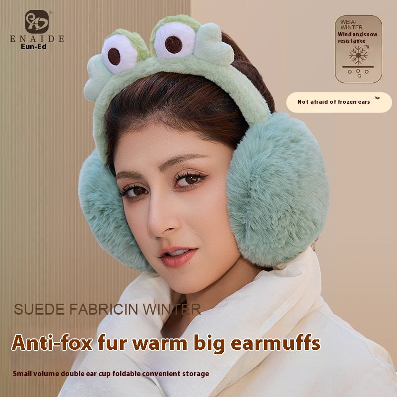 Winter Fur Plush Earmuffs Warm Antifreeze Foldable Ear Protection Cute Frog Heart Rabbit Bear Earflap Earmuff Fluffy Scarf Girls
