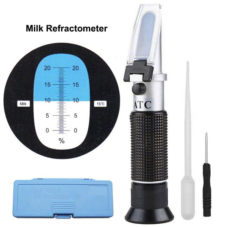 Handheld 20% Milk Concentration Refractometer Tester for Milk Protein Brix Pure Aluminium Styles with ATC Function