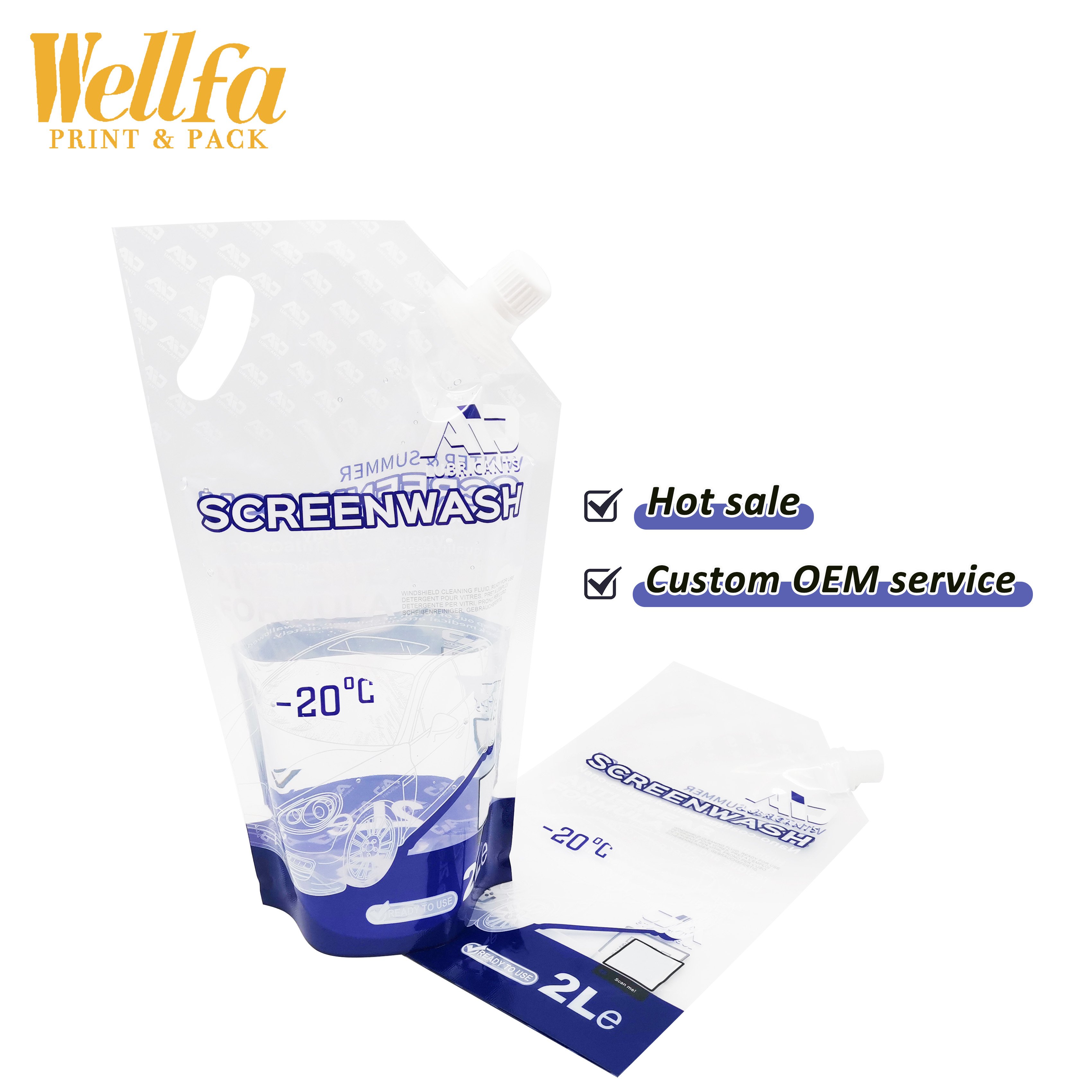 Hot Sale Clear Storage Custom 1l 2l 3l Big Capacity Detergent Liquid Nozzle Handle Screenwash Bags Plastic Stand up Spout Pouch