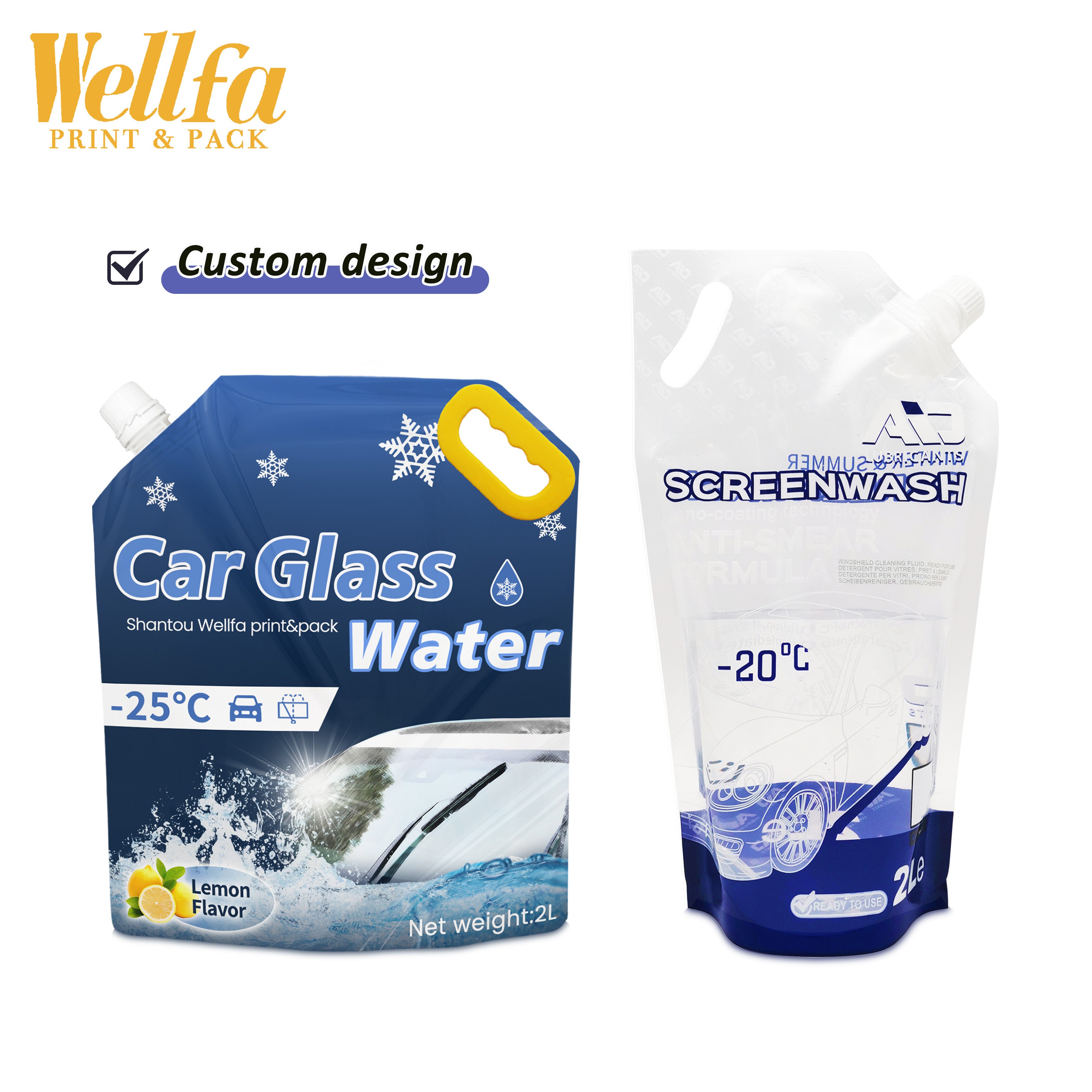 Hot Sale Clear Storage Custom 1l 2l 3l Big Capacity Detergent Liquid Nozzle Handle Screenwash Bags Plastic Stand up Spout Pouch
