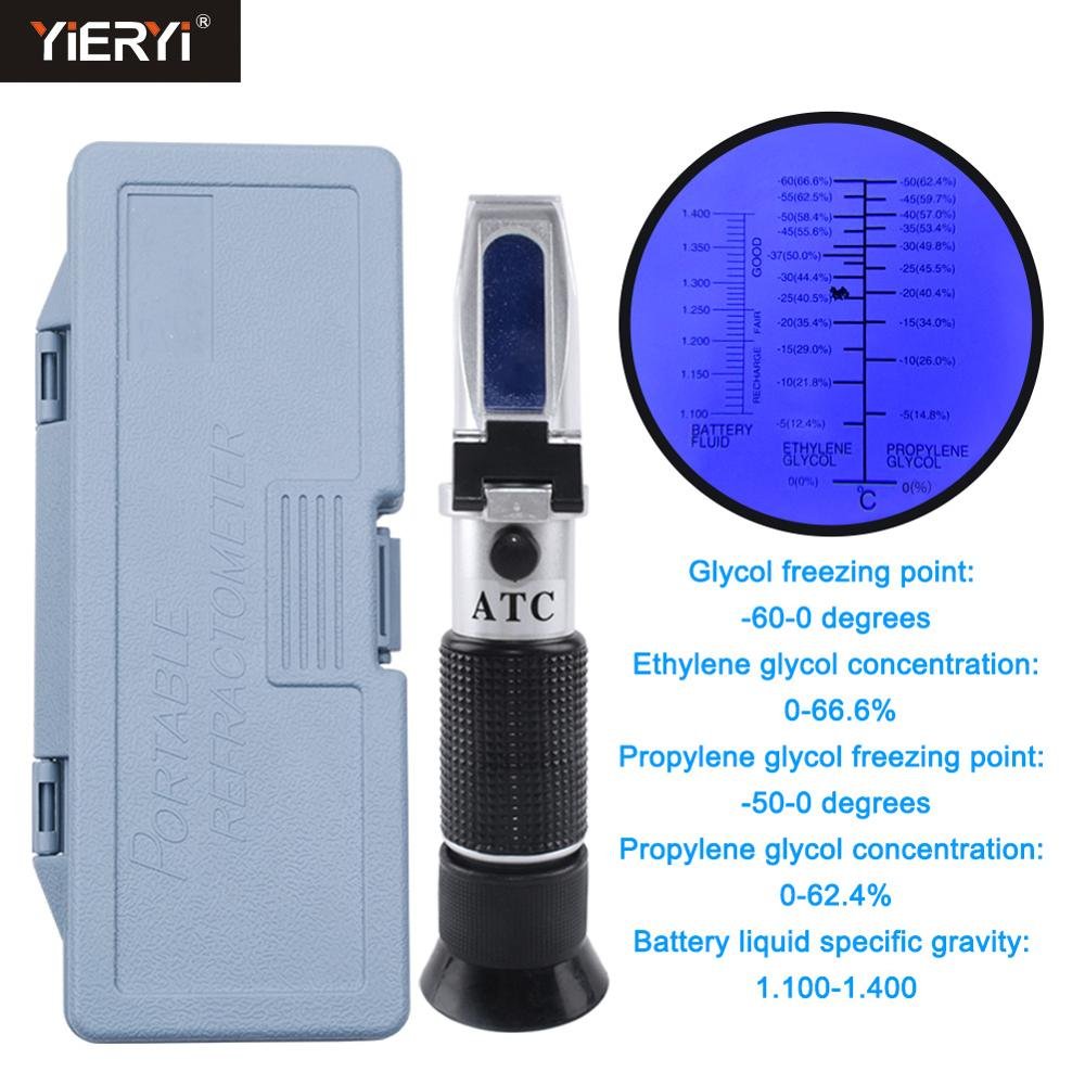 Handheld 0-66.6 Ethylene Glycol 0-62.4 Propylene Glycol Concentration Refractometer for Antifreeze Freezing Point