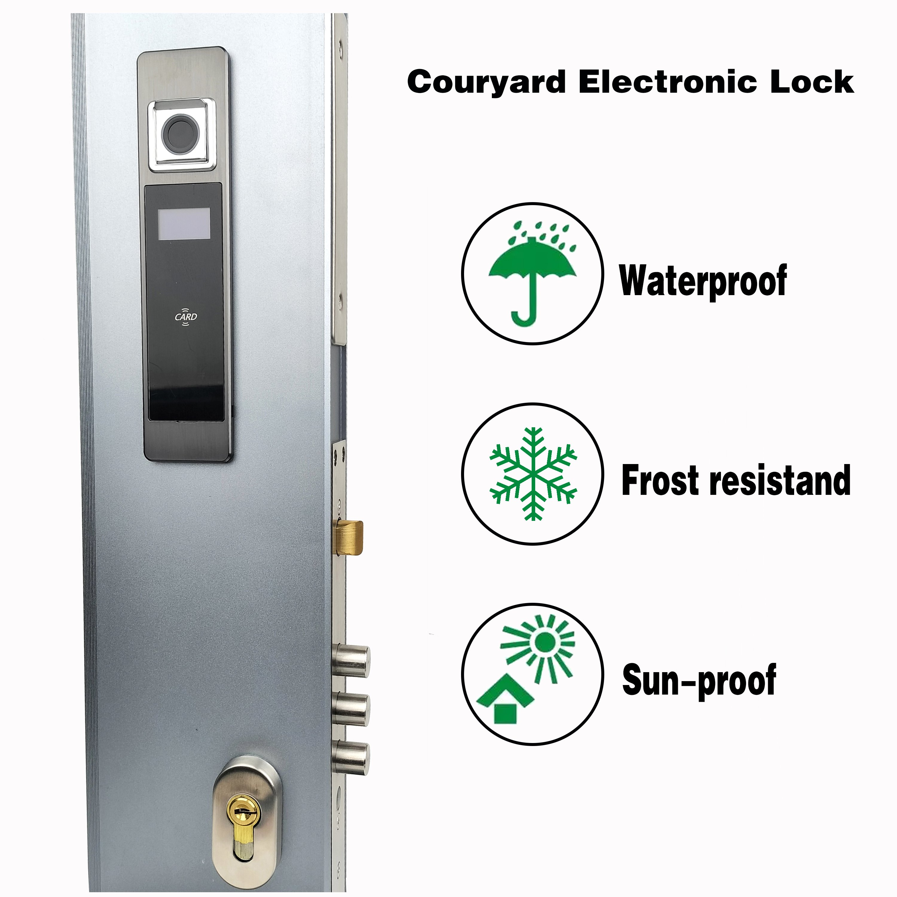 Courtyard Rainproof Antifreeze Gate Built-in Aluminum Lock Full Automatic Electronic Biological Fingerprint Door Lock