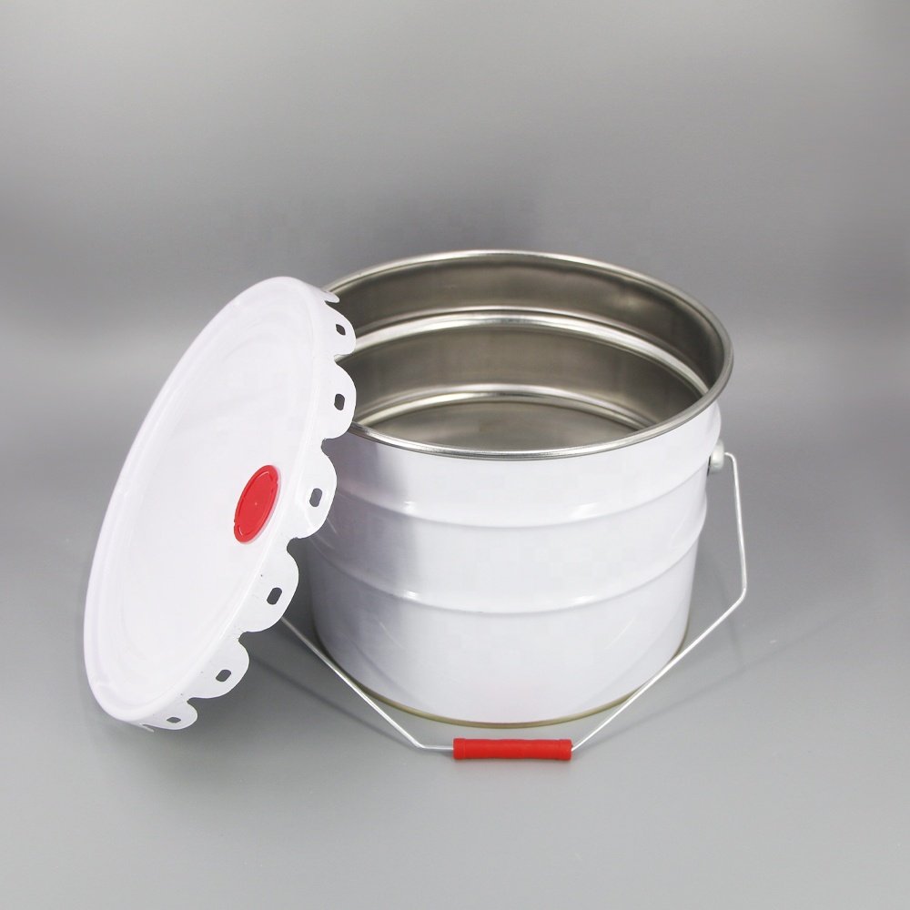 Customized Logo Wholesale 10 Liter Tinplate Paint Metal Bucket with Plastic Spout Cap