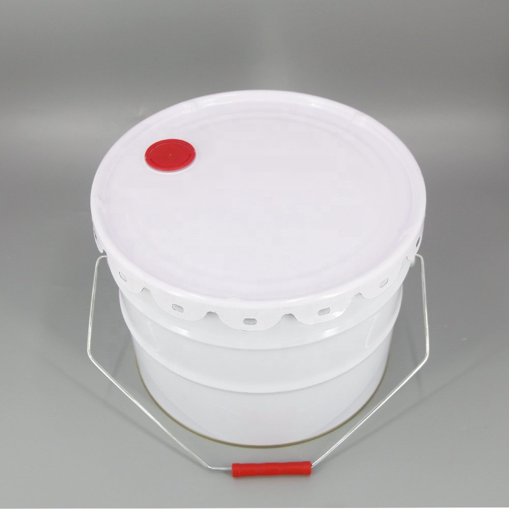 Customized Logo Wholesale 10 Liter Tinplate Paint Metal Bucket with Plastic Spout Cap