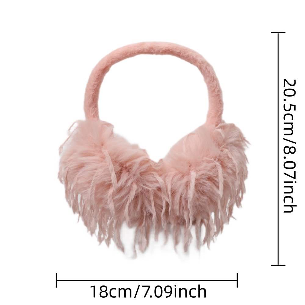 Ear Muffs for Women, Winter Warmth, Feather Tassel Ear Tips, Ear Protection, Plush Ear Bags, Antifreeze Folding Ear Covers