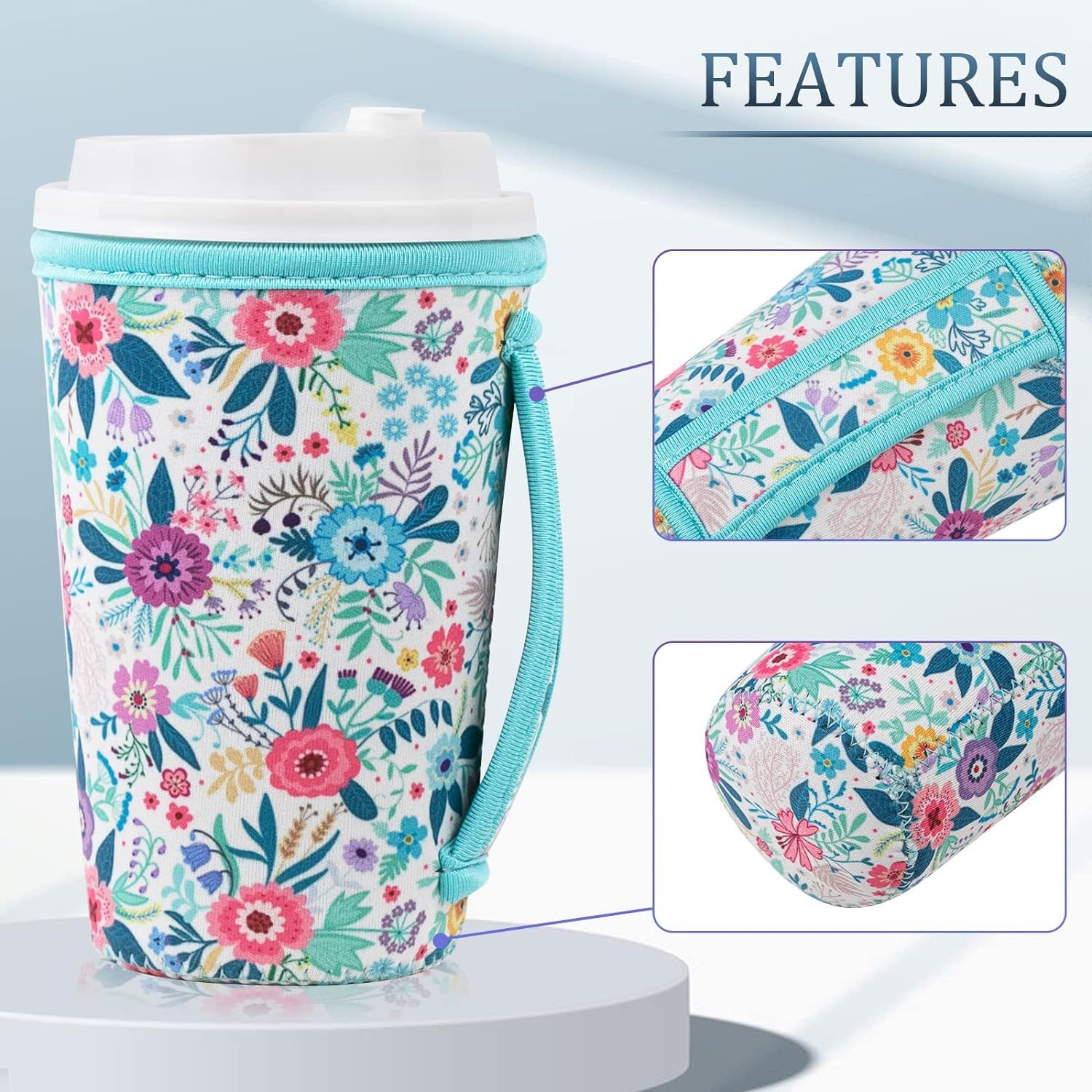 2024 Custom Design 16-32oz Insulated Neoprene Iced Beverages Holder Antifreeze Coffee Cup Sleeve for Hot & Cold Drinks