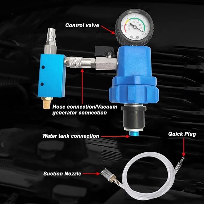 Universal Radiator Pressure Tester Kit Cooling System Antifreeze Coolant Tester Tool Filling Kit With 2 Tapered Rubber Adapters