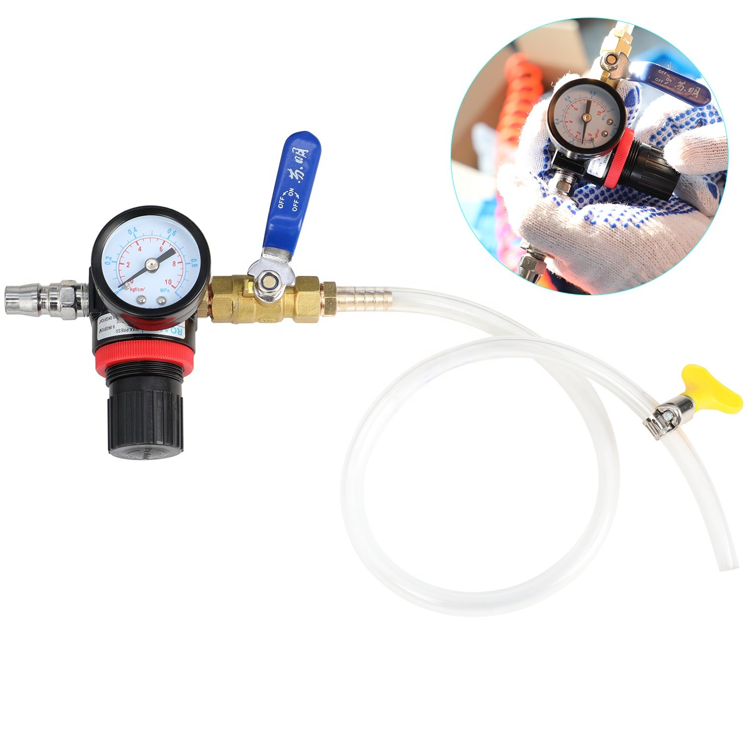 Universal Radiator Pressure Tester Kit Cooling System Antifreeze Coolant Tester Tool Filling Kit With 2 Tapered Rubber Adapters