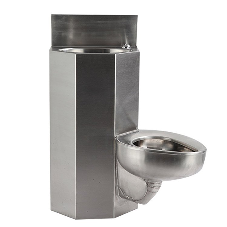 Sanitary Ware Western One Piece Prison Toilet Sink Combination Antifreeze Cracking Stainless Steel Toilet Bowl With Faucet