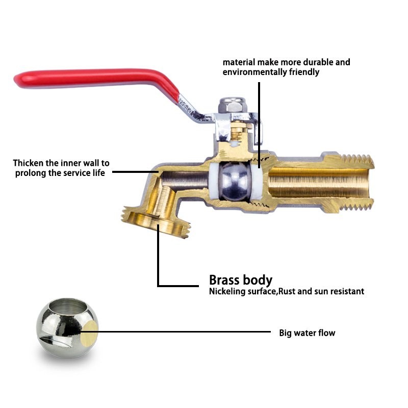 TMOK Wholesale Outdoor Antifreeze Tap Faucet Garden Water Taps Brass Bibcock for IBC Tank