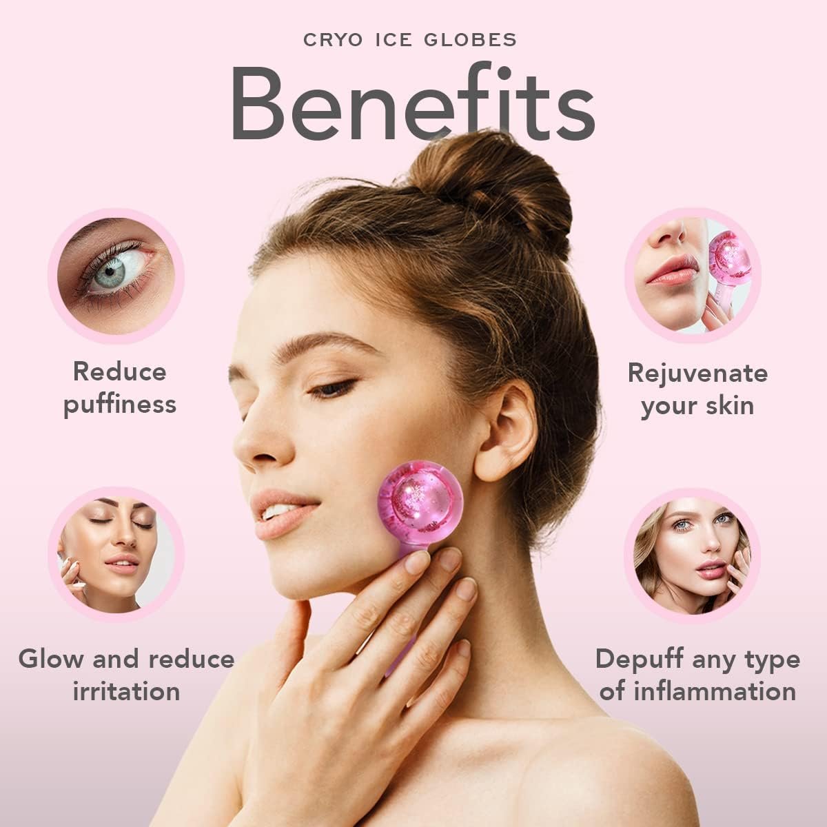 Daily Beauty Routines Unbreakable Anti Age Wrinkle Tighten Skincare Eyes Facial Masajeador Cryo Ice Roller Ice Globes for Face