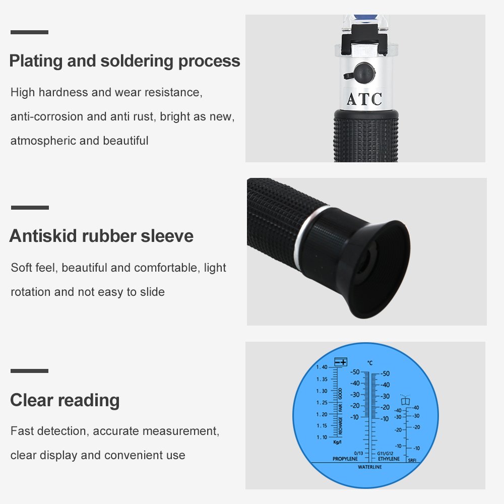 Hand Held Car Battery Antifreeze Glass Solution Propylene Glycol Ethylene Glycol -50- 0 Degree Refractometer