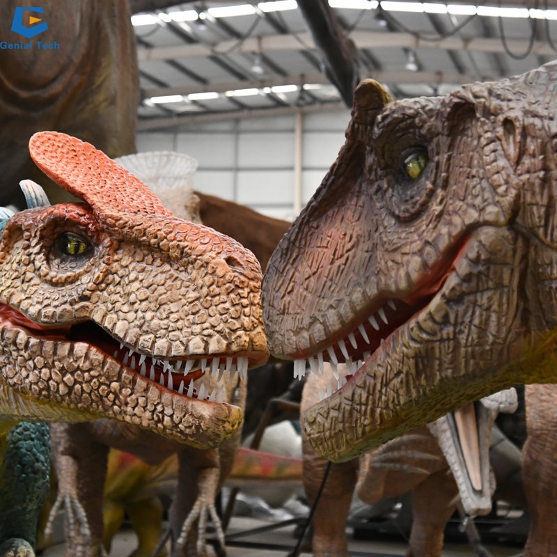 AD66 Theme Park Wall Mounted Animatronic Moving Dinosaur Head