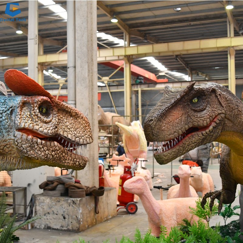 AD66 Theme Park Wall Mounted Animatronic Moving Dinosaur Head