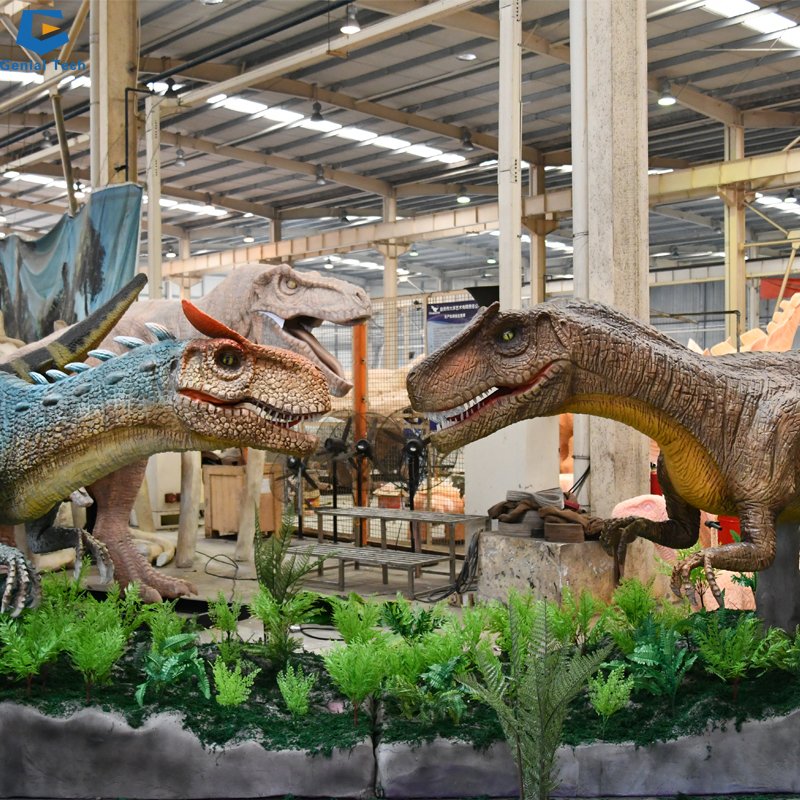 AD66 Theme Park Wall Mounted Animatronic Moving Dinosaur Head