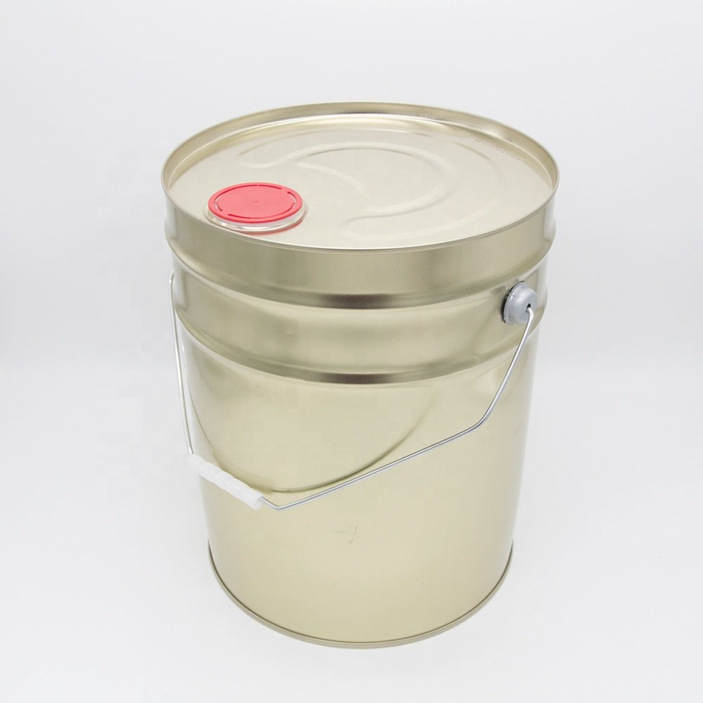 Empty Tinplate Bucket Metal Pail With Lock Ring Lid for Grease Packaging