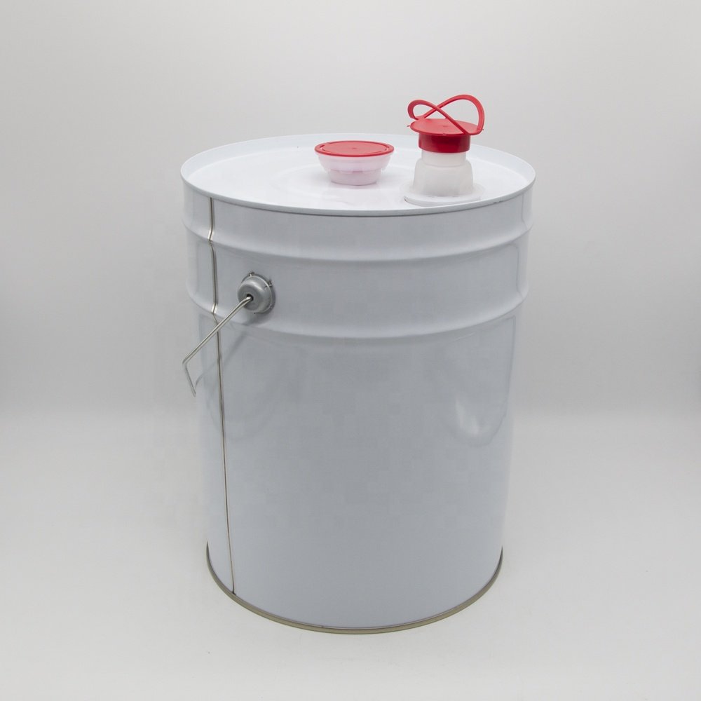 Empty Tinplate Bucket Metal Pail With Lock Ring Lid for Grease Packaging