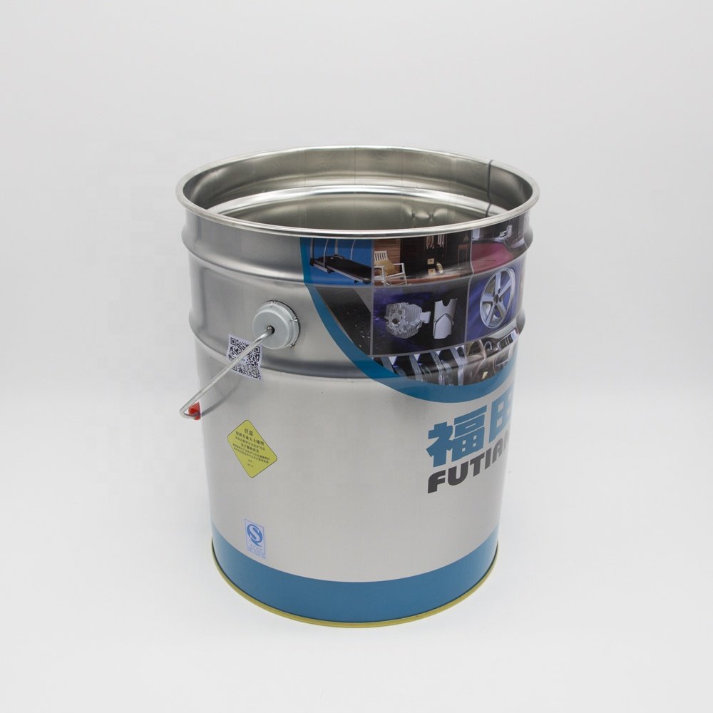 Empty Tinplate Bucket Metal Pail With Lock Ring Lid for Grease Packaging