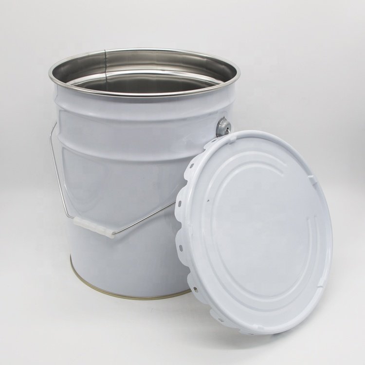 Empty Tinplate Bucket Metal Pail With Lock Ring Lid for Grease Packaging