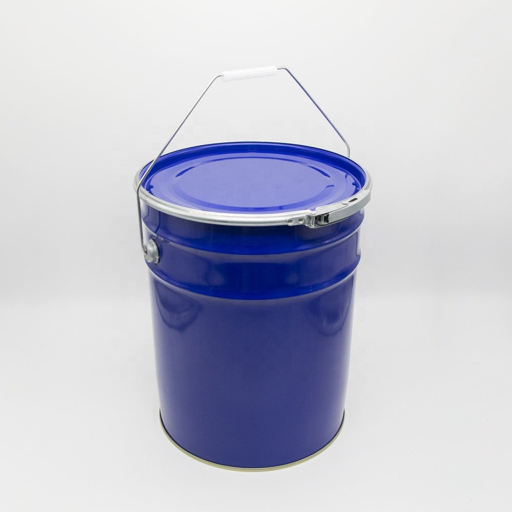 Empty Tinplate Bucket Metal Pail With Lock Ring Lid for Grease Packaging