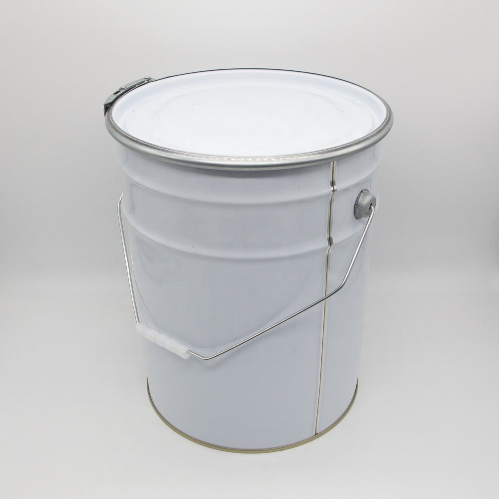 5 Gallon Metal Paint Tin Bucket 20 Liter Metal Pail with Lock Ring Lid and Plastic Handle