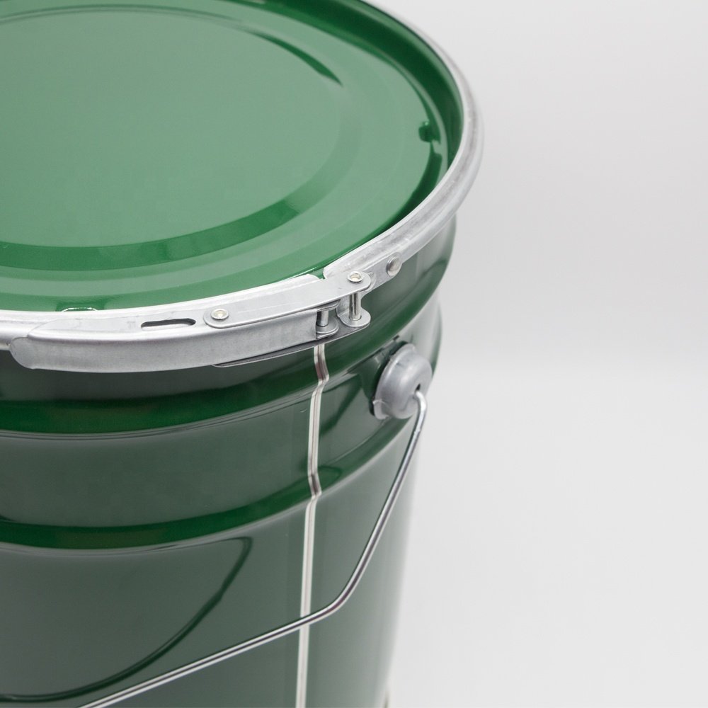 5 Gallon Metal Paint Tin Bucket 20 Liter Metal Pail with Lock Ring Lid and Plastic Handle