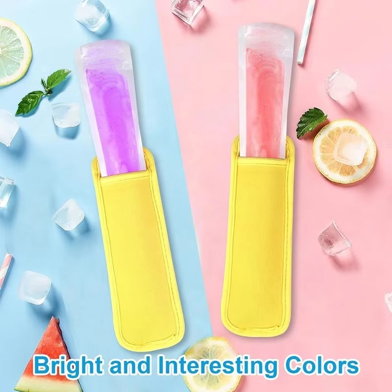 Reusable Colorful Ice Pop Sleeves Popsicle Bags Antifreezing Sets Insulated Ice Holder Freezer Pop Holders Neoprene Sleeve