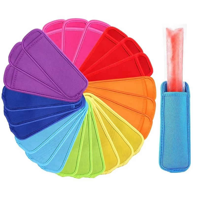 Reusable Colorful Ice Pop Sleeves Popsicle Bags Antifreezing Sets Insulated Ice Holder Freezer Pop Holders Neoprene Sleeve