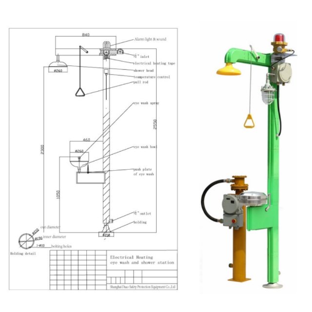 16+ Years Factory Electric Tracing Anti-Freeze Anti-Explosion Emergency EyeWasher Steel Plastic ABS Material Shower Station