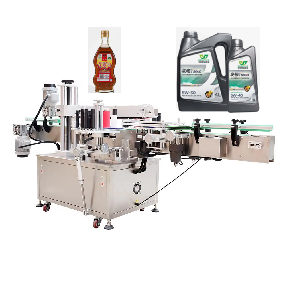 Multi-function flat bottle double-sided labeling machine for Motor Oil Bottle and Plastic Bottle