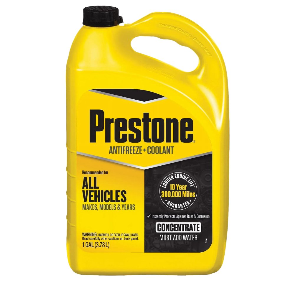 Prestone 1-Gallon Coolant Concentrate Antifreeze Ethylene Glycol Based for All Vehicle Radiators Essential Car Cooling System