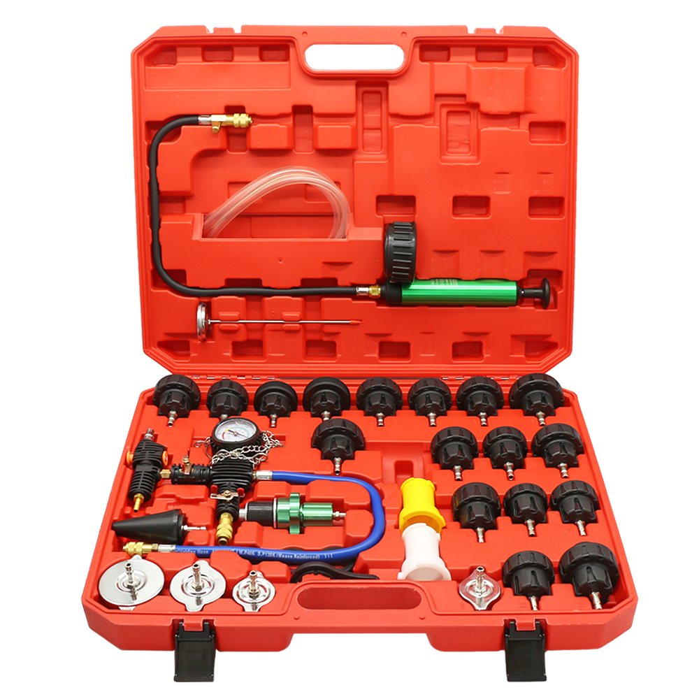 34PCS Antifreeze Replacement Filler Automotive Tank Leak Detector Cooling System Leak Test Tool With Universal Adapter
