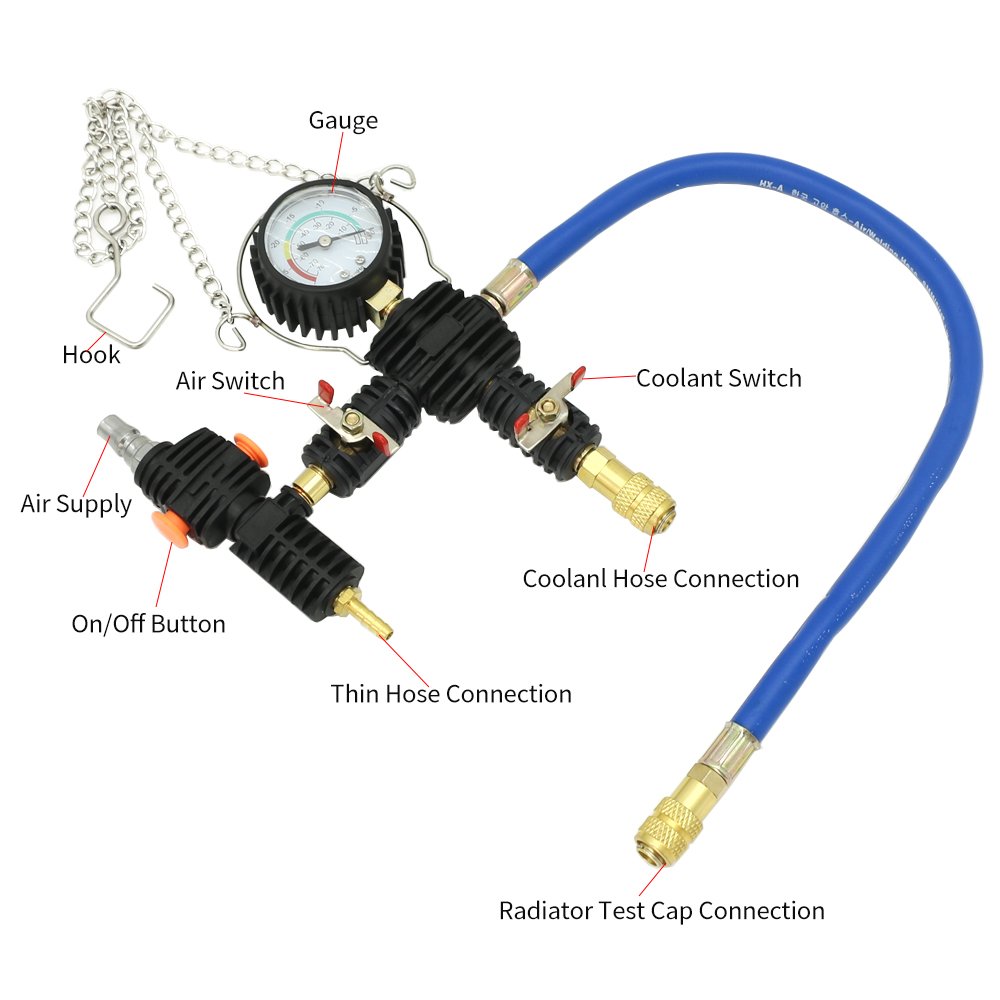 34PCS Antifreeze Replacement Filler Automotive Tank Leak Detector Cooling System Leak Test Tool With Universal Adapter