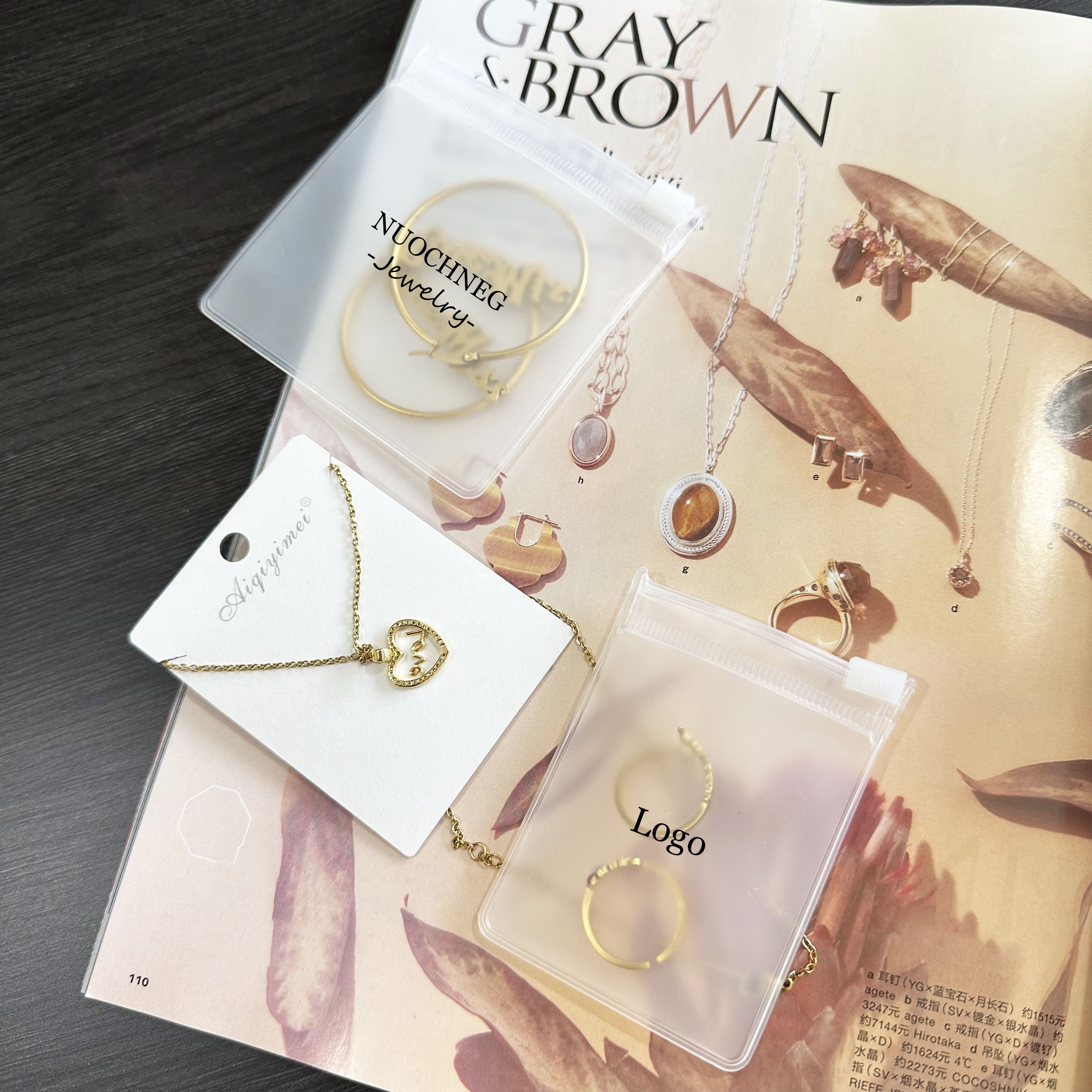 Customized Jewelry Packaging Zip Plastic Bag 9.5*10Cm Matte Zipper Bag for Bracelet Reusable Logo PVC EVA Ziplock Zipper Bag