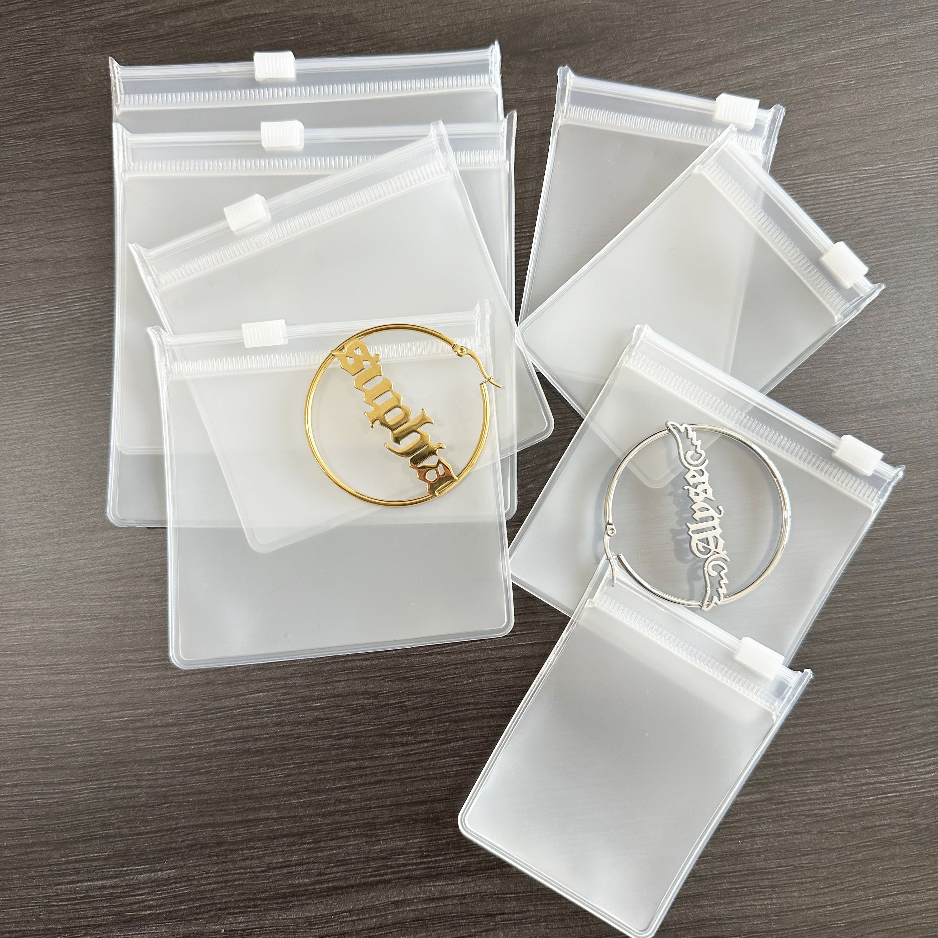 Customized Jewelry Packaging Zip Plastic Bag 9.5*10Cm Matte Zipper Bag for Bracelet Reusable Logo PVC EVA Ziplock Zipper Bag