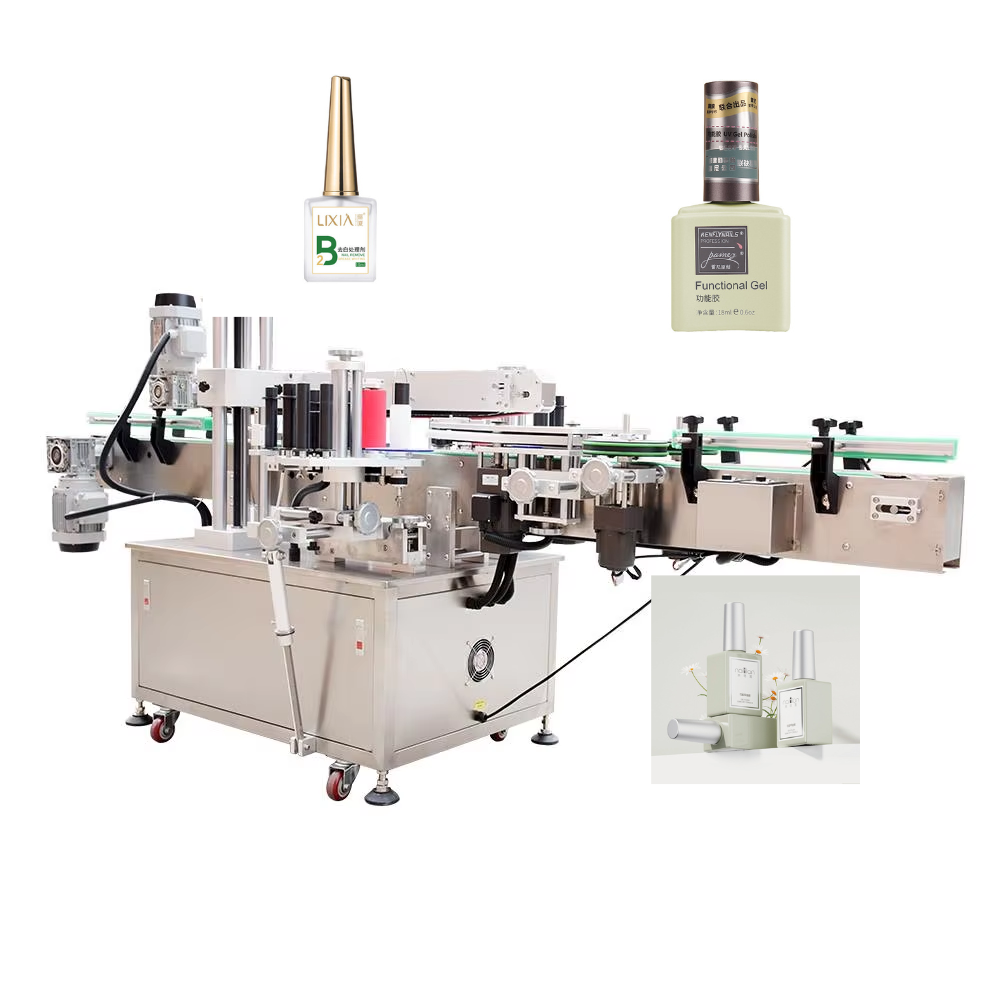 Multi-function Automatic Flat Bottle Double Sided Labeling Machine for Nail Polish bottle and Nail Polish Remover bottle