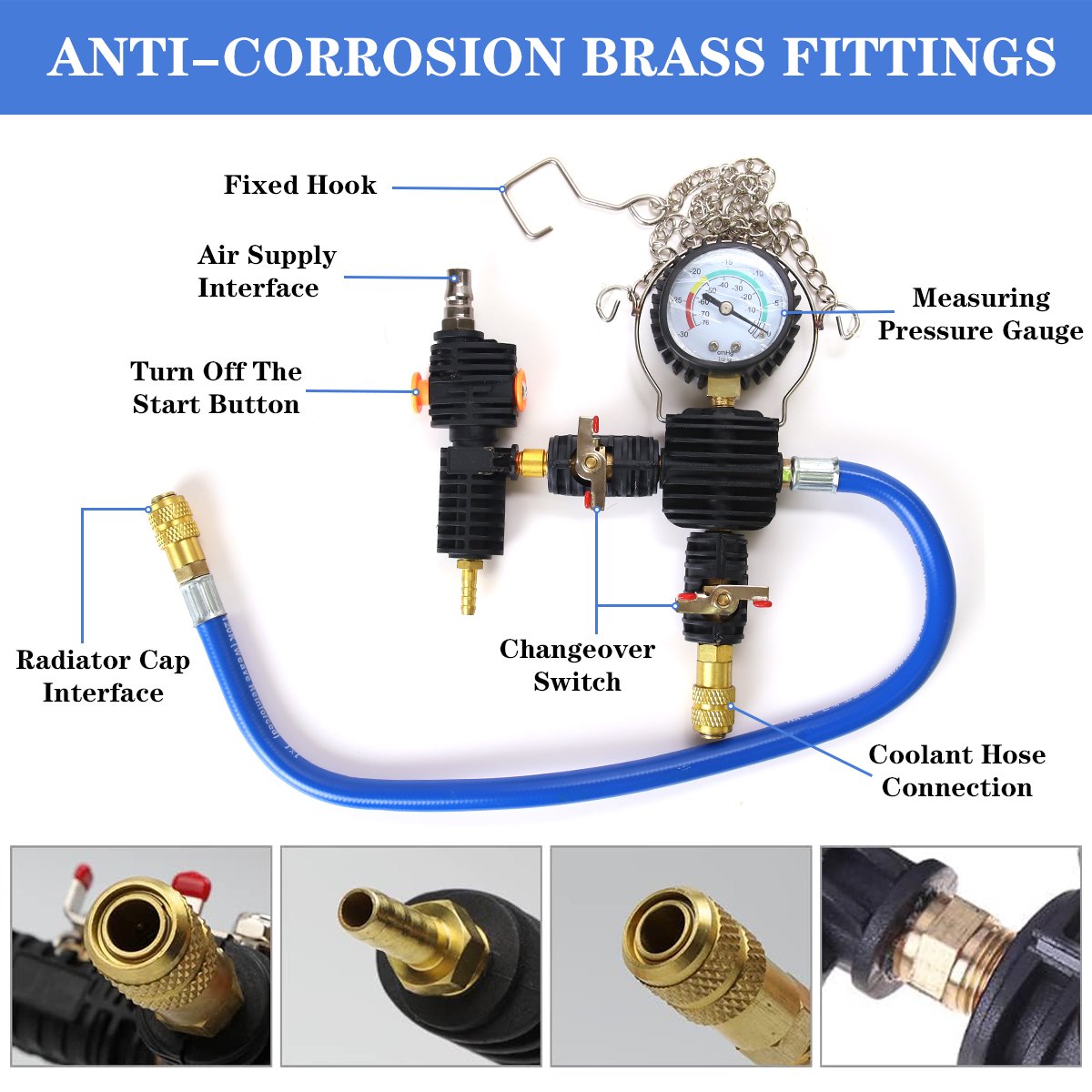 Cooling System Vacuum Purge Radiator Coolant Refill Tool Kit Water Tank Pneumatic Vacuum Antifreeze Change Filler Set