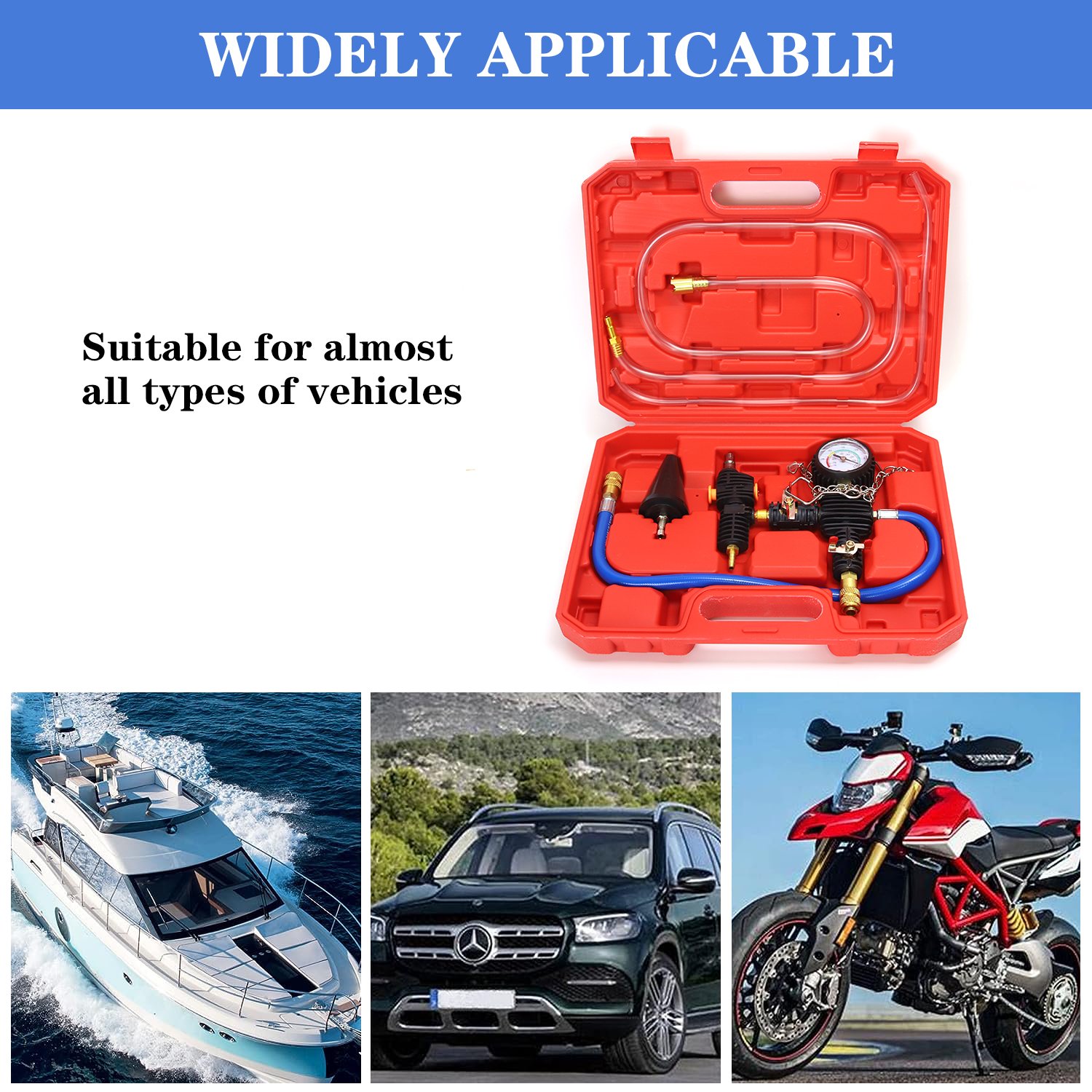 Cooling System Vacuum Purge Radiator Coolant Refill Tool Kit Water Tank Pneumatic Vacuum Antifreeze Change Filler Set