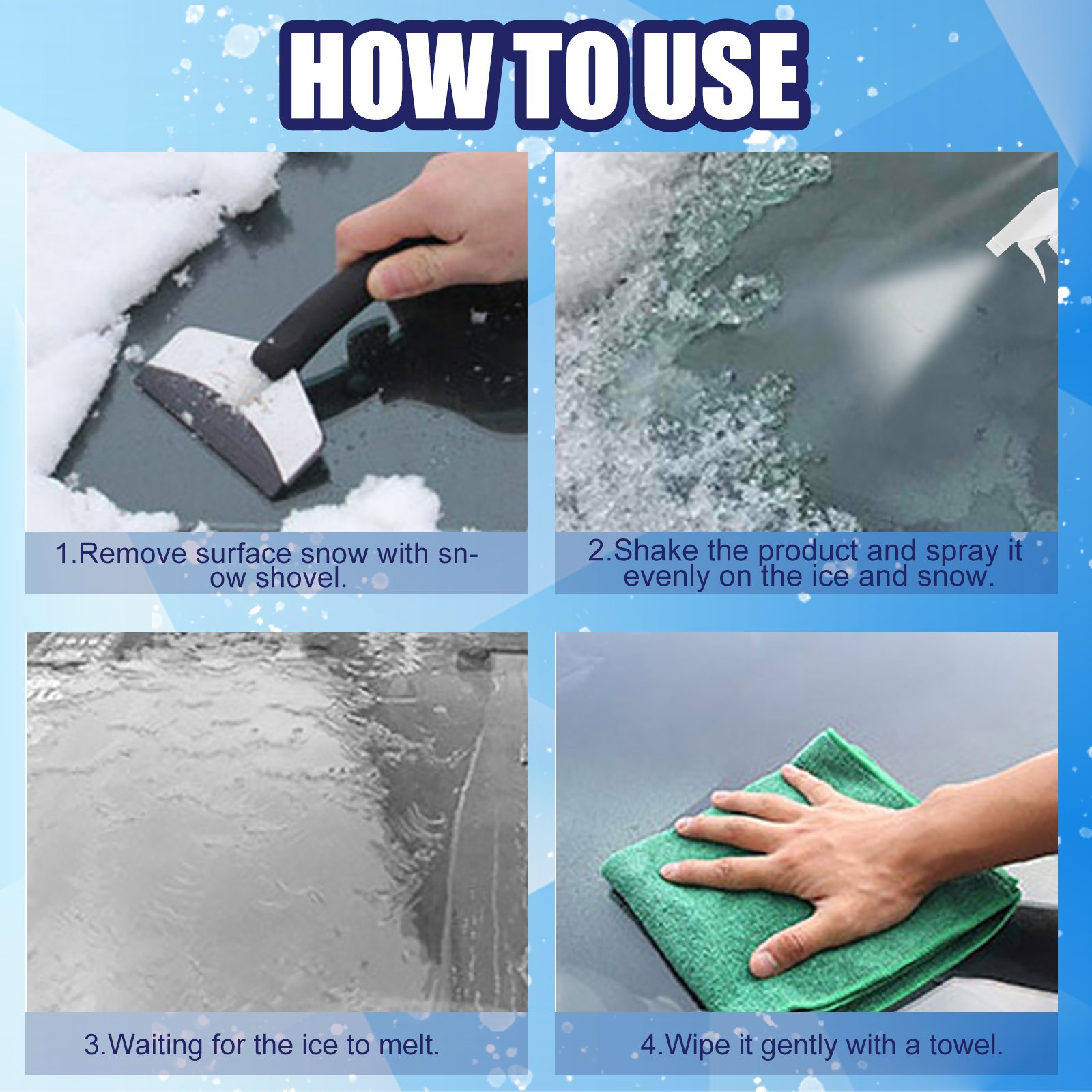 Car Windshield Deicing Agent Rapid Thawing Antifreeze Agent for Glass Window Snow Removal Spray