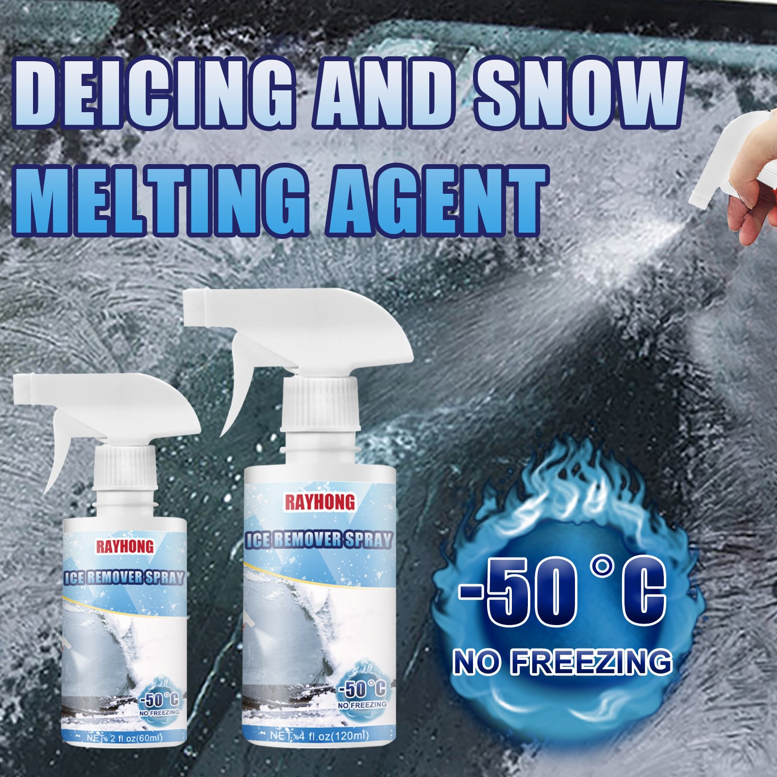 Car Windshield Deicing Agent Rapid Thawing Antifreeze Agent for Glass Window Snow Removal Spray
