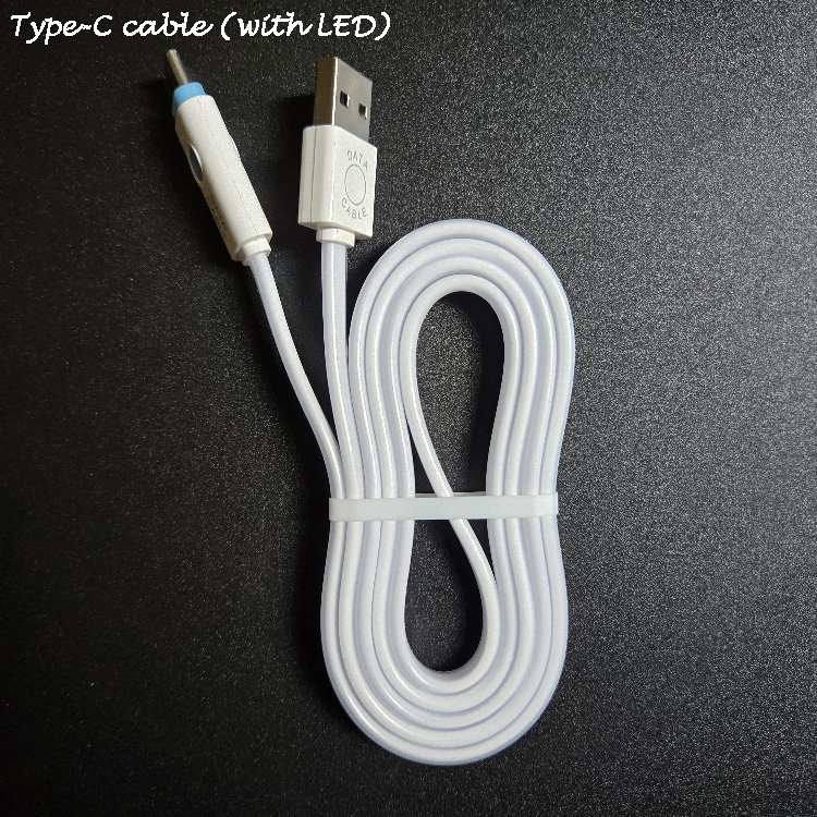 1m Customizable Bulk Flat Antifreezing Mini Fast Charging Data Transmission LED USB Type C Cables