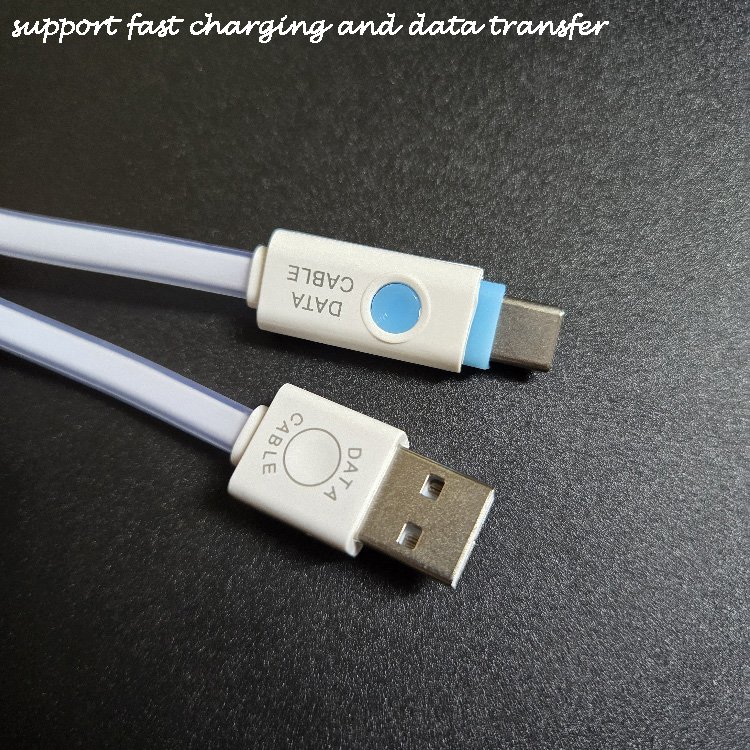 1m Customizable Bulk Flat Antifreezing Mini Fast Charging Data Transmission LED USB Type C Cables