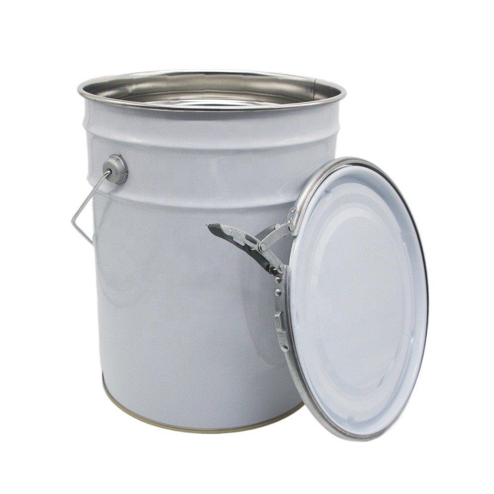20L Empty Metal Bucket With Lock Ring Lid Paint Bucket for Sale