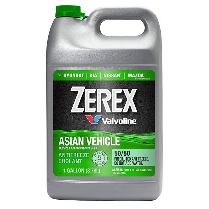 Zerex 1 Gallon Prediluted Antifreeze Coolant Asian Green Vehicle 50/50 for Cars and Light Trucks