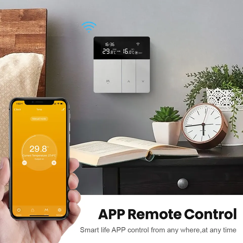 Glomarket Tuya Smart Digital Wifi and Wireless Thermostat Boiler Wireless App Control Underfloor Heating Mat for Smart Home