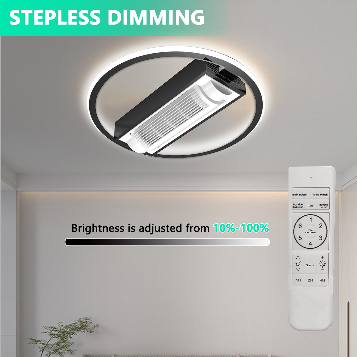 2023 Hottest Bladeless Simple Ceiling Lamp Intelligent Remote Control APP Control LED Chandelier Ceiling Fan with Light