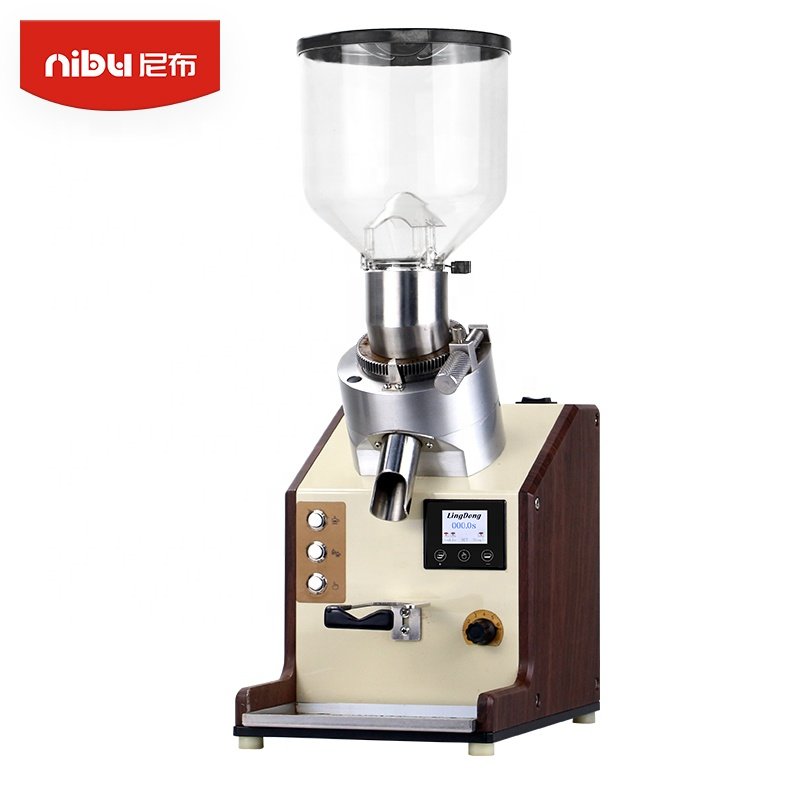 Nibu Professional Electric Coffee Bean Mill Grinding Machine Cafe Maker Flat Burr Commercial Espresso Titanium Coffee Grinder