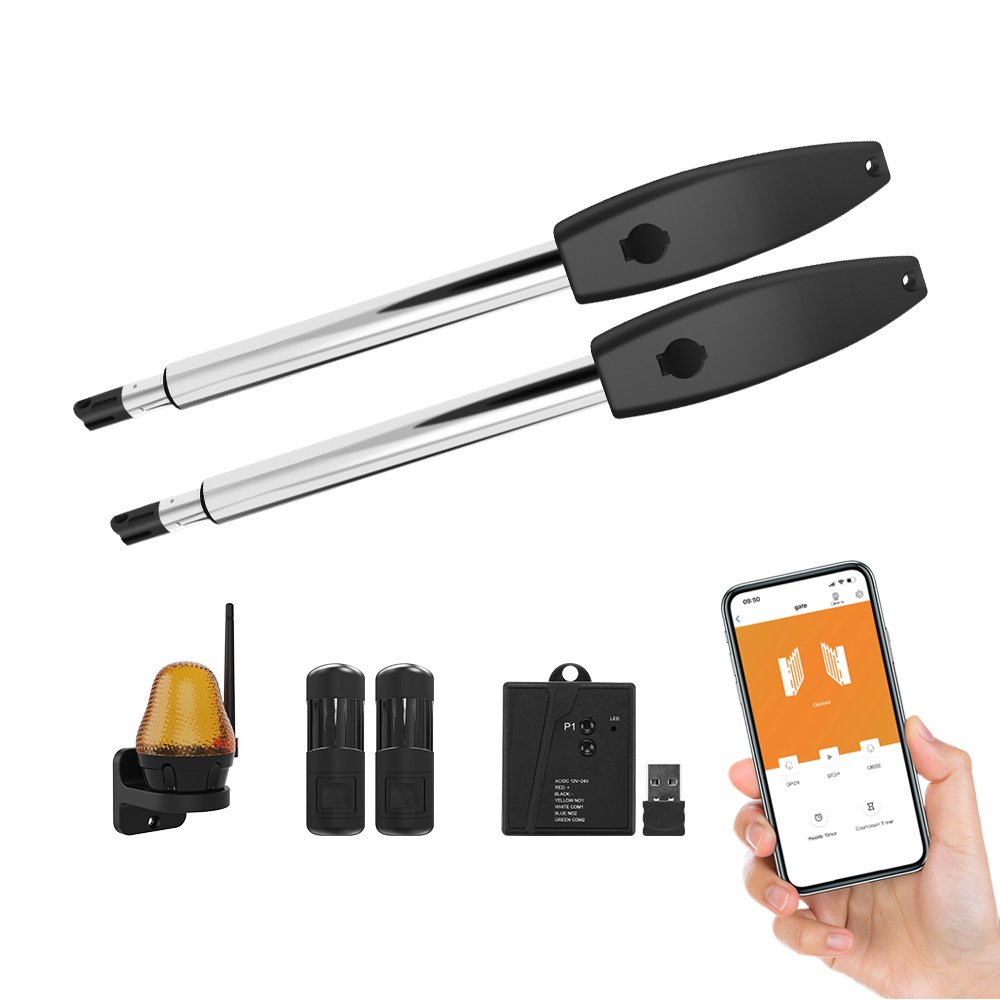 Gate Automation System Stainless Steel DC Powered Auto Electric Motor Wifi Swing Gate Opener